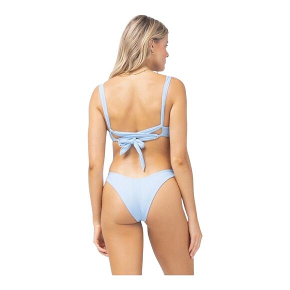 L Space Cabana Bitsy Cut Blue Rib Bikini Bottom Stretch Women's Size Small NWT - Picture 9 of 11